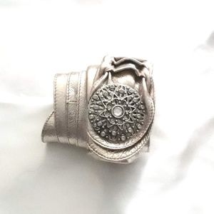 Chico's Detailed Soft Rose Gold Leather Belt